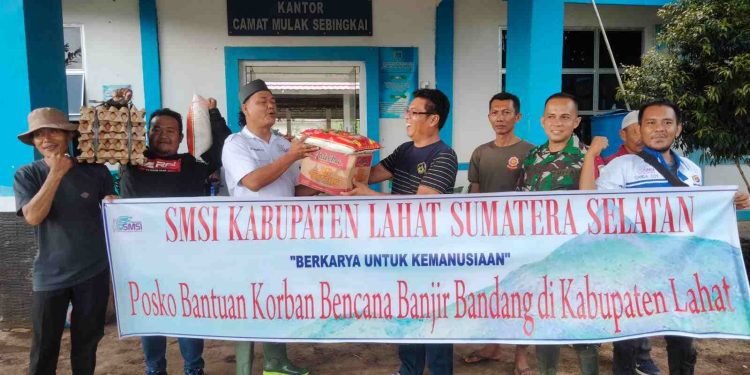 Posko Bantuan Bencana SMSI Lahat Salurkan Donasi dari SMSI Banyuasin