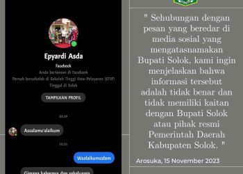 Bupati Solok Himbau Masyarakat agar Berhati-hati dengan Akun Palsu