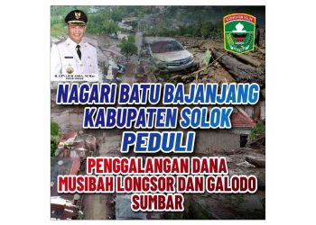 Masyarakat Batu Bajanjang Kec.Lembang Jaya serahkan Bantuan kepada Korban Bencana Alam di Tanah Datar
