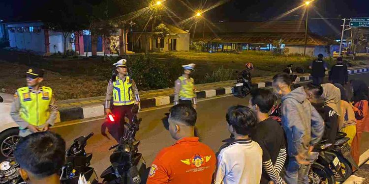 Bubarkan Balap Liar, Polres Banyuasin Amankan 12 Unit Sepeda Motor