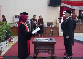 DPRD Banyuasin Gelar Paripurna dalam rangka Pengucapan Sumpah dan Janji Pimpinan Defenitif Dihadiri PJ Bupati Banyuasin